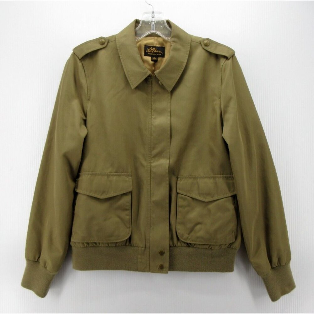 LL Bean Jacket 12 Military Bomber Aviation Cursive Logo Field Coat